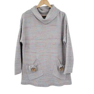 Textures Cotton Cozy Multicolor Women's Sweater Artsy Modest Lagenlook